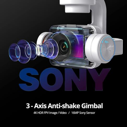 طائرات بدون طيار Potensic Dreamer Pro 4K GPS مع كاميرا ذات محورين ثلاثية المحاور للبالغين، محرك بدون فرشاة FPV بدون طيار نطاق نقل 2KM، طيران 28 دقيقة، إرجاع تلقائي، طائرة رباعية المروحية مع حقيبة حمل معدنية وبطاقة SD 32 جيجا in Kuwait