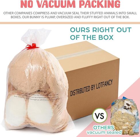 بنبن دمية ارنب محشوة بطول 3 قدم، لعبة ارنب ناعمة جامبو من القطيفة ذات الاذنين بلون بني (طول 36 انش) in Kuwait