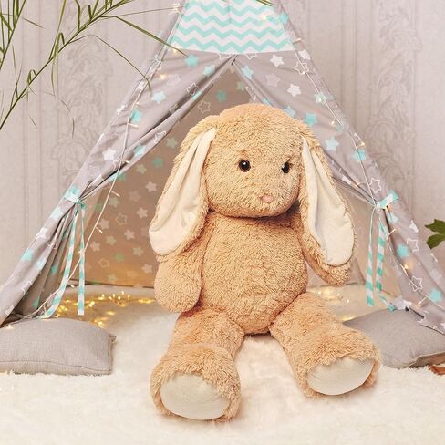 بنبن دمية ارنب محشوة بطول 3 قدم، لعبة ارنب ناعمة جامبو من القطيفة ذات الاذنين بلون بني (طول 36 انش) in Kuwait