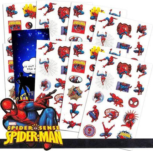 Marvel Spiderman Stickers Party Favor Bundle ~ Over 130 Spider-Man Stickers with Superhero Door Hanger (Superhero Party Supplies) in Saudi Arabia