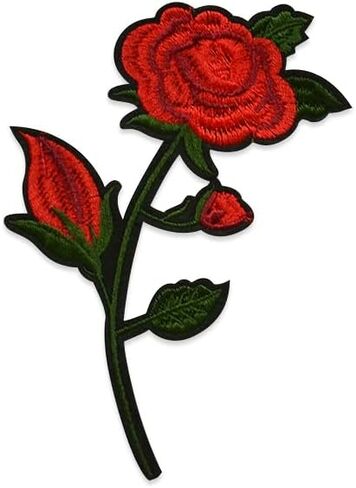 Expo International Highland Iron On Embroidered Rose Patches/Appliques, Red Multi in Saudi Arabia