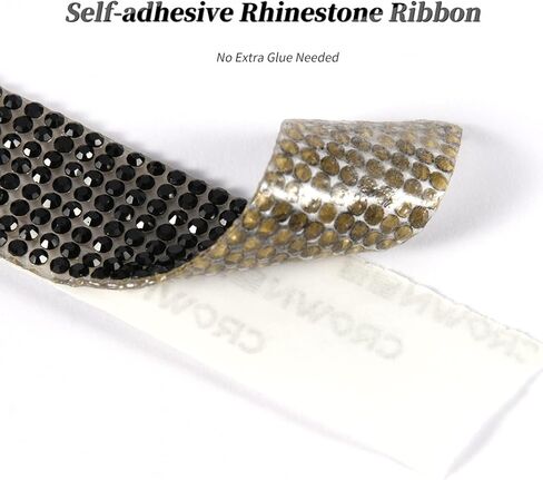 4 لفات من أشرطة ألماس كريستال حجر الراين ذاتية اللصق، شرائط ألماس DIY للحرف اليدوية، ملصقات زينة بشريط كريستالي من Bling AB مع حجر الراين 2 مم لفن كعكة الزفاف (AB) in Kuwait