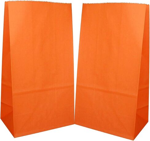Party Favor Bag - 50 Piece Orange Kraft Paper Treat Bags Ideal For, Lunch, Gift Bags Birthday Parties, Halloween - 5 x 3 x 9 Inch in Kuwait