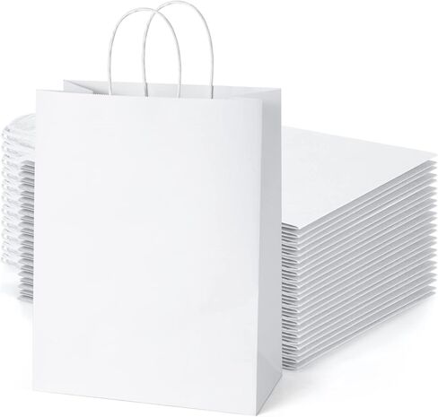 أكياس ورق UCGOU 100 قطعة مقاس 10 × 5 × 13 بوصة أكياس تسوق بنية من ورق الكرافت حقائب هدايا بمقابض حقائب هدايا للحفلات حقائب جيدة حقائب حرفية كبيرة حقائب بقالة in Kuwait