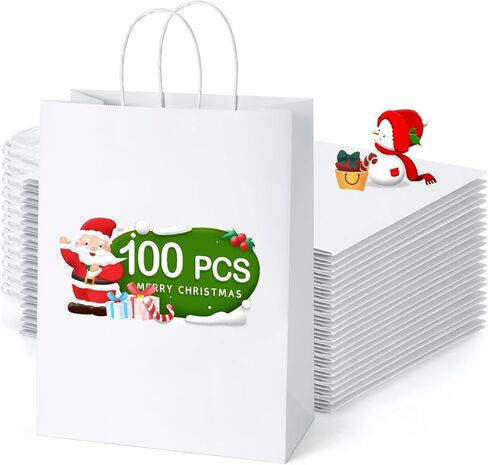 أكياس ورق UCGOU 100 قطعة مقاس 10 × 5 × 13 بوصة أكياس تسوق بنية من ورق الكرافت حقائب هدايا بمقابض حقائب هدايا للحفلات حقائب جيدة حقائب حرفية كبيرة حقائب بقالة in Kuwait