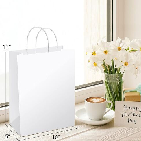 أكياس ورق UCGOU 100 قطعة مقاس 10 × 5 × 13 بوصة أكياس تسوق بنية من ورق الكرافت حقائب هدايا بمقابض حقائب هدايا للحفلات حقائب جيدة حقائب حرفية كبيرة حقائب بقالة in Kuwait