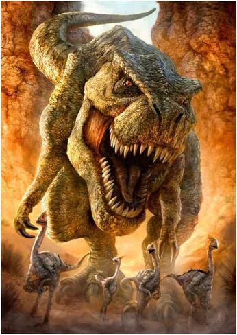 مجموعة لوحات ماسية خماسية الابعاد على شكل ديناصور بالارقام للبالغين - مجموعات فنية ماسية حفر كاملة مع احجار كريمة فنية مستديرة للبالغين والاطفال والمبتدئين، لديكور حائط المنزل مقاس 12×16 انش in Kuwait