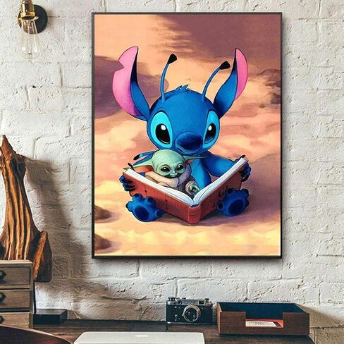 ¬Kimily Yo_da DIY Paint by Numbers for Adults Kids Baby Yo_da Stitch Paint by Numbers DIY Painting Stitch Acrylic Paint by Numbers Painting Kit Home Wall Living Room Bedroom Decor Stitch Baby Yo_da in Kuwait