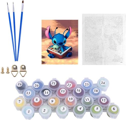 ¬Kimily Yo_da DIY Paint by Numbers for Adults Kids Baby Yo_da Stitch Paint by Numbers DIY Painting Stitch Acrylic Paint by Numbers Painting Kit Home Wall Living Room Bedroom Decor Stitch Baby Yo_da in Kuwait