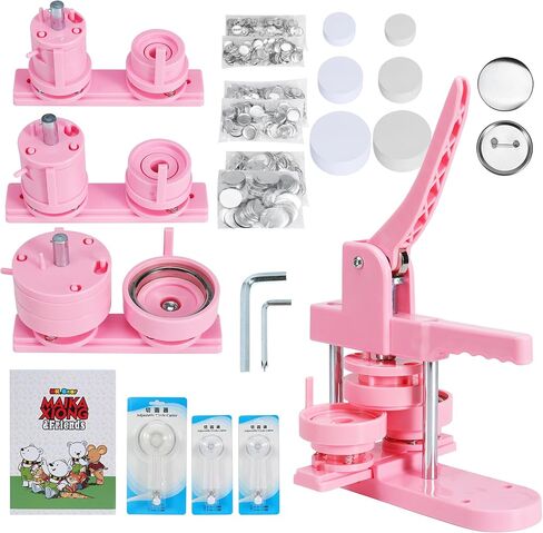 ترقية آلة صنع الأزرار بأحجام متعددة، آلة صنع الدبابيس 1+1.25+2.25 بوصة آلة الضغط، ظهر الدبوس، الأفلام البلاستيكية وقواطع الدوائر in Kuwait