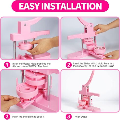 ترقية آلة صنع الأزرار بأحجام متعددة، آلة صنع الدبابيس 1+1.25+2.25 بوصة آلة الضغط، ظهر الدبوس، الأفلام البلاستيكية وقواطع الدوائر in Kuwait