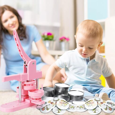 ترقية آلة صنع الأزرار بأحجام متعددة، آلة صنع الدبابيس 1+1.25+2.25 بوصة آلة الضغط، ظهر الدبوس، الأفلام البلاستيكية وقواطع الدوائر in Kuwait