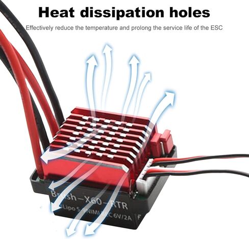 وحدة التحكم الإلكترونية في السرعة GoolRC 60A المصقولة ESC T Plug 6V 2A BEC بديلة لسيارة 1/10 Traxxas TRX4 TRX6 D90 HSP Redcat 4WD RC in Saudi Arabia
