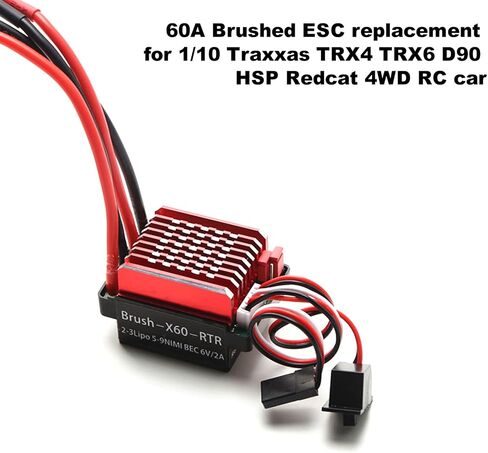 وحدة التحكم الإلكترونية في السرعة GoolRC 60A المصقولة ESC T Plug 6V 2A BEC بديلة لسيارة 1/10 Traxxas TRX4 TRX6 D90 HSP Redcat 4WD RC in Saudi Arabia
