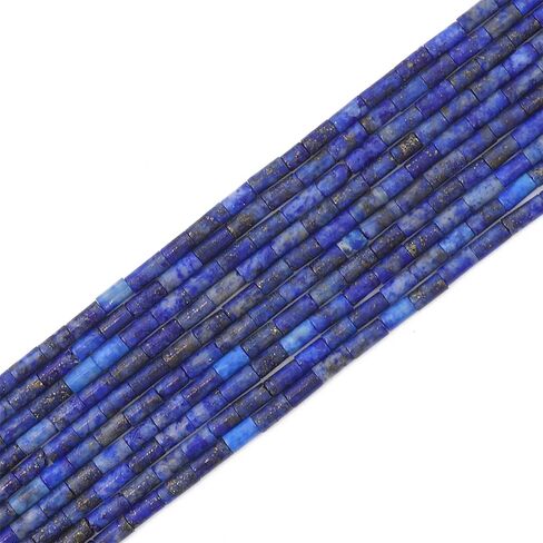 BEADIA الطبيعية اللازورد أنبوب الخرز اسطوانة 2x4 مللي متر 38 سنتيمتر/ستراند حجر الخرز لصنع المجوهرات in Kuwait
