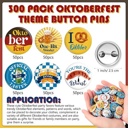 Jexine 300 قطعة من دبابيس أزرار Oktoberfest السائبة 1 بوصة شارات Oktoberfest البافارية Oktoberfest الأزرار العقلية ديكورات لمهرجان Oktoberfest البافاري الألماني لمستلزمات حفلات البيرة in Saudi Arabia