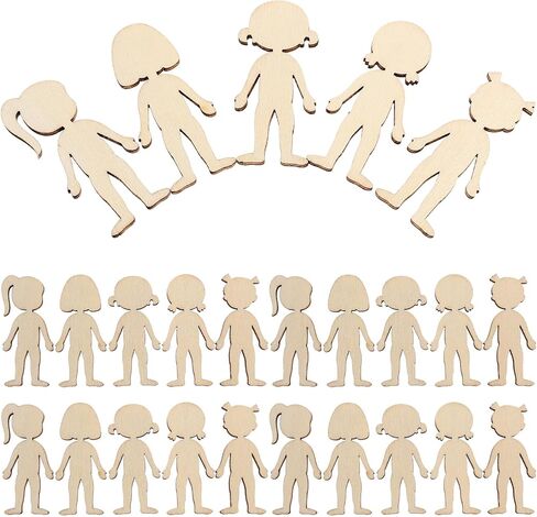 COHEALI 50pcs Wooden Boy Cutout Unfinished People Shaped Craft Sticks Blank Wooden Slices for DIY Projects in Kuwait
