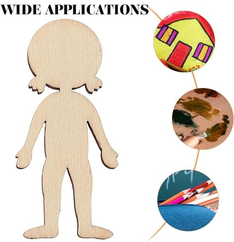 COHEALI 50pcs Wooden Boy Cutout Unfinished People Shaped Craft Sticks Blank Wooden Slices for DIY Projects in Kuwait