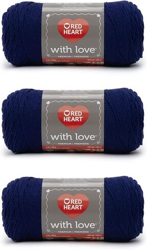 Red Heart with Love Navy Yarn - 3 Pack of 198g/7oz - Acrylic - 4 Medium (Worsted) - 370 Yards - Knitting/Crochet in Saudi Arabia