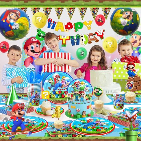 Birthday Party Supplies,115pcs Party Decorations&Tableware Set-Balloons Banner & Party Plates and Napkins Tablecloth etc Party Supplies for Boys Kids in Kuwait