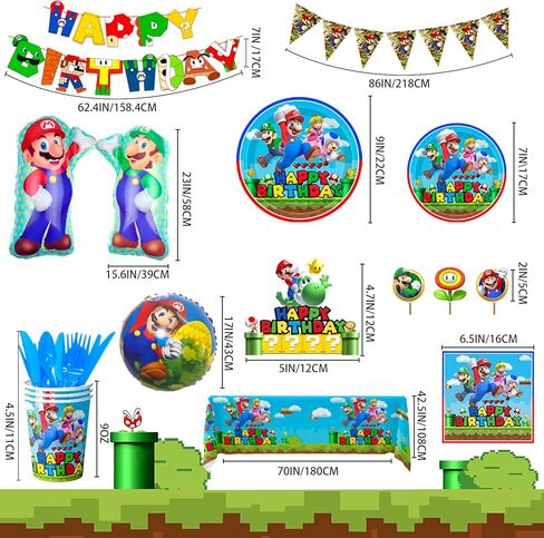 Birthday Party Supplies,115pcs Party Decorations&Tableware Set-Balloons Banner & Party Plates and Napkins Tablecloth etc Party Supplies for Boys Kids in Kuwait