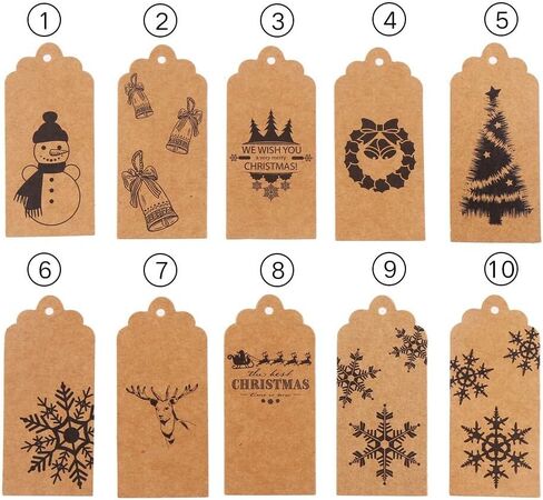 DECORA حزمة من 120 بطاقة هدايا عيد الميلاد البني ملصقات عيد الميلاد البني و 195 قدم توأم- 10 تصاميم مختلفة in Kuwait