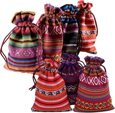 jianxun 25 Pack Mini Drawstring Gift Bag 3.9x5.5inch , Cotton Linen Jute Cloth Sack Muslin Bags Taco Llama Cactus,Mexican Themed Fiesta Party Decorations Wedding Party multi in Saudi Arabia