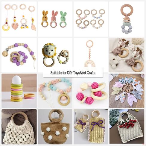 60 Pcs Unfinished Wood Rings for Macrame,5 Different Sizes Wooden Rings for Crafts,70mm/55mm/40mm/30mm/20mm,Natural Solid Wood Ring for Ornaments Crafts, Curtain Rings and Toys,Jewelry DIY Making in Saudi Arabia