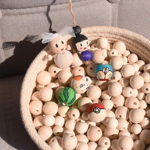 1000 قطعة من الخرز الخشبي، خرز خشبي دائري طبيعي غير مكتمل، خرز فاصل خشبي سائب للحرف اليدوية وصناعة المجوهرات، 7 مقاسات (6 ملم، 8 ملم، 10 ملم، 12 ملم، 14 ملم، 16 ملم، 20 ملم) in Kuwait