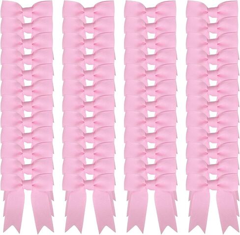Meseey 50 جهاز كمبيوتر شخصى 3 بوصة وردي فاتح grosgrain الشريط تويست التعادل الانحناء Pretied الانحناء الحرفية لأكياس علاج هدية التفاف سلة الزفاف الطفل دش عيد ميلاد عيد الحب حفلة عيد الميلاد in Kuwait