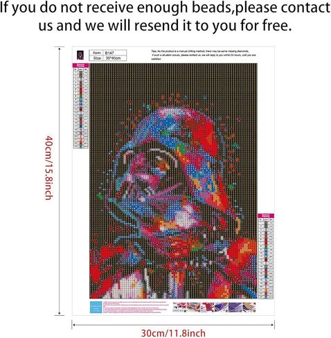 مجموعة الطلاء الماسي ستار وورز 5D، مجموعات طلاء الماس بحجر الراين للبالغين والمبتدئين، ديكور المنزل، 29.6 سم × 39.3 سم (لوحة ألماس ستار وورز) in Kuwait