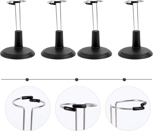 NUOBESTY 4pcs Black Doll Stands Holder Figures Display Rack Teddy Bear Stand Doll Bracket Support for Home White 15cm in Saudi Arabia