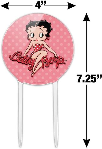 Acrylic Betty Boop Pink Polka Dots Cake Topper Party Decoration for Wedding Anniversary Birthday Graduation in Saudi Arabia