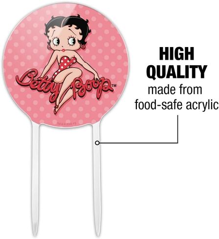 Acrylic Betty Boop Pink Polka Dots Cake Topper Party Decoration for Wedding Anniversary Birthday Graduation in Saudi Arabia