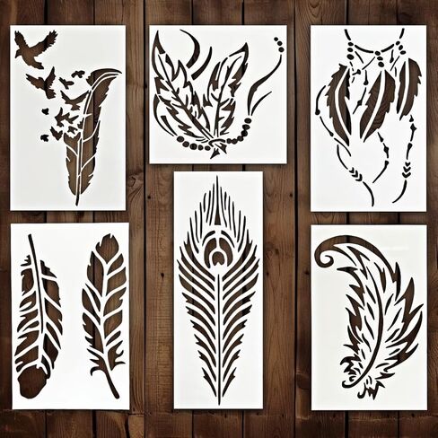 Feather Stencil Drawing Decor Templates Paint Template Art Print Burning Wood Painting Large Reusable Large Wall Kit Stencils Your Next Painting Adventure in Saudi Arabia