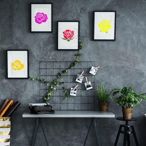 20Pcs Rose Flower Stencils Flower Leaf Painting Stencils Reusable Rose Stencil Floral Plastic Art Drawing Templates DIY Crafts Plant Stencil for Painting on Wood Wall Door Canvas Home Decor in Kuwait