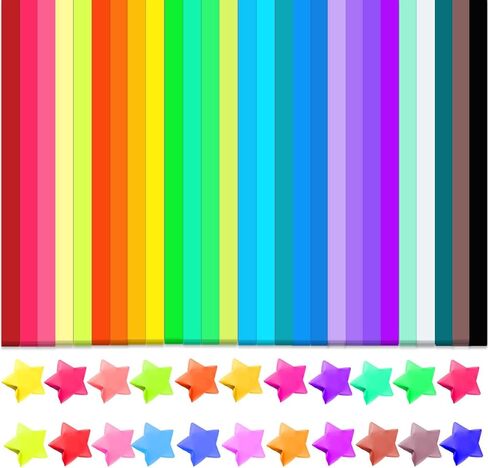 RYKOMO 4050 Sheets Star Origami Paper 27 Assortment Colors Decoration Star Paper Strips Double Sided Lucky Colorful Star Folding Paper for DIY Art Crafts Paper, School Teaching Supplies in Kuwait