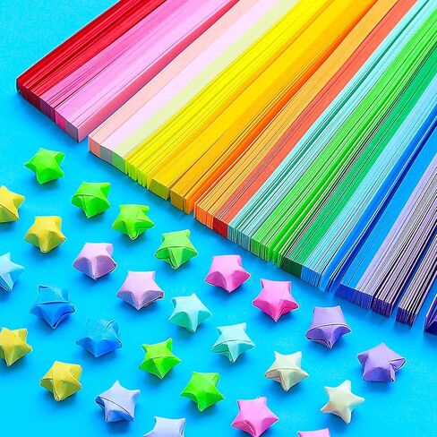RYKOMO 4050 Sheets Star Origami Paper 27 Assortment Colors Decoration Star Paper Strips Double Sided Lucky Colorful Star Folding Paper for DIY Art Crafts Paper, School Teaching Supplies in Kuwait