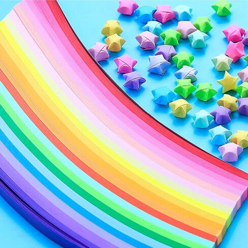 RYKOMO 4050 Sheets Star Origami Paper 27 Assortment Colors Decoration Star Paper Strips Double Sided Lucky Colorful Star Folding Paper for DIY Art Crafts Paper, School Teaching Supplies in Kuwait