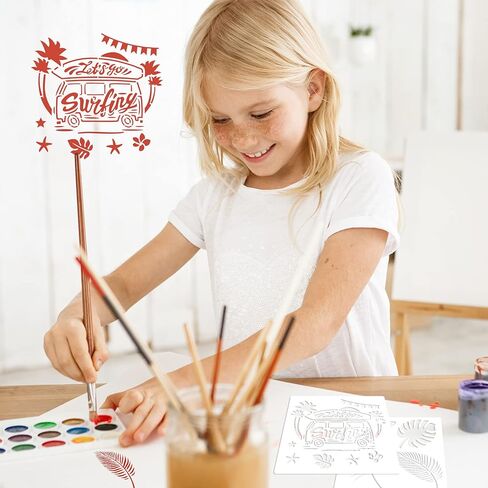 16 قطعة ألوها الزهور استنسل الصيف الطلاء قالب هاواي الاستوائي قابل لإعادة الاستخدام إستنسل النخيل شجرة الاستنسل ليمون أناناس فلامنغو أوراق قالب لدي فن الحرف سكرابوكينغ على الخشب جدار ديكور in Kuwait