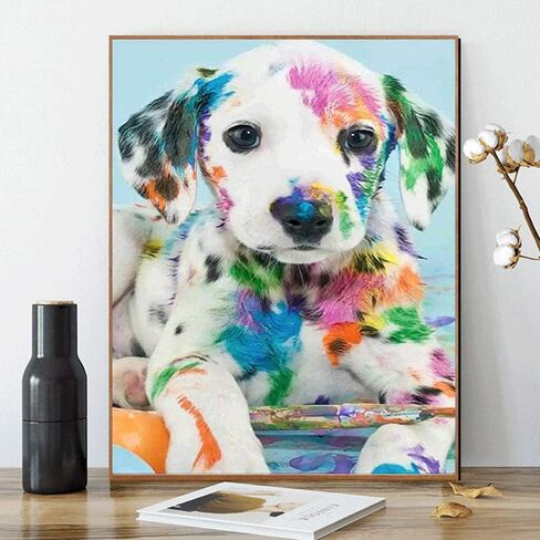 مطبوعات يدوية كيميلي بأرقام للبالغين والأطفال والأطفال الكلاب بالرسم حسب الأرقام DIY تلوين كلب أكريليك ملون بالألوان حسب الأرقام مجموعة الرسم الرئيسية جدار غرفة المعيشة غرفة النوم ديكور الكلب دلماسي in Kuwait