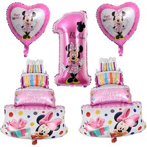 بالونات ميني ماوس لعيد الميلاد الأول - مجموعة من 5 بالونات ميني ماوس لتزيين حفلات الفتيات من أجل زينة لافتة عيد ميلاد سعيد للأطفال الرضع بطابع ميني ماوس in Kuwait