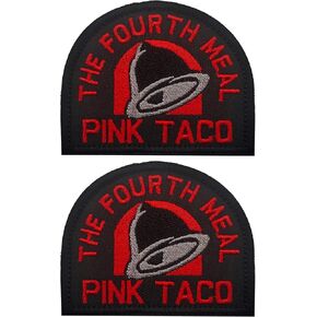 2PCS The Fourth Meal Pink TAGO Embroidered Patch Appliques Clothing Sewing Fabric Patches Tactical Morale Military Emblem Decorative Badges