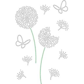 SUPERDANT Dandelion Crystal Rhinestone Heat Transfer Butterfly Bling Rhinestone Template for Clothes Bags Pants Animal Paw DIY Transfer Iron On Decals for T Shirts Costume Decor