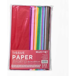 MAHITOI 100 Pieces of Premium Quality Tissue Paper 20 x 26 inches, Assorted Solid Colors Value Pack, for découpage, Packing, Party Decorations, Gift Wrapping, Christmas Projects in Kuwait