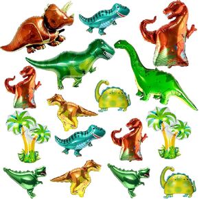 [16 قطعة] مجموعة بالونات ديناصور، لوازم حفلات الديناصورات، بالونات صغيرة ضخمة من الفويل والديناصور، بالونات هيليوم من الألومنيوم للديناصور لتزيين حفلات الديناصورات، لوازم الحفلات بطابع الغابة in Kuwait