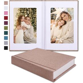 Small 4x6 Photo Album with Writing Space Holds 30 Photos Ideal for Wedding Theme-Album and Baby Photo Album (Beige)