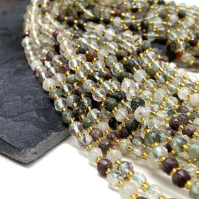 ABCGEMS African Tigers Eye Beads (Embellished with Hundreds of Delicate Triangular Cuts - Each Triangle Sparkes with a Unique 3-Way Reflection) Diamond-Cut Almost-Rondelle Semi-Round Tiny 6mm in Saudi Arabia