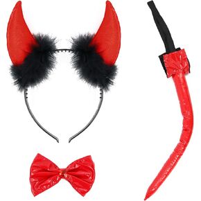 Skeleteen Devil Costume Accessory Set - Demon Costume Accessories Kit Includes Horns, Bowtie and Tail in Kuwait