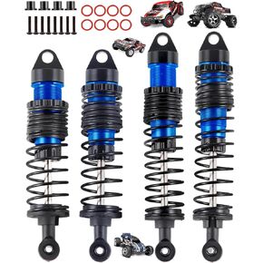 جزء ممتص الصدمات من RCHuiWow RC لـ 1/10 Slash Stampede Rustler Bandit VXL 4X4 2WD، من الألومنيوم الأمامي الخلفي 4 قطع من الصدمات، أحمر